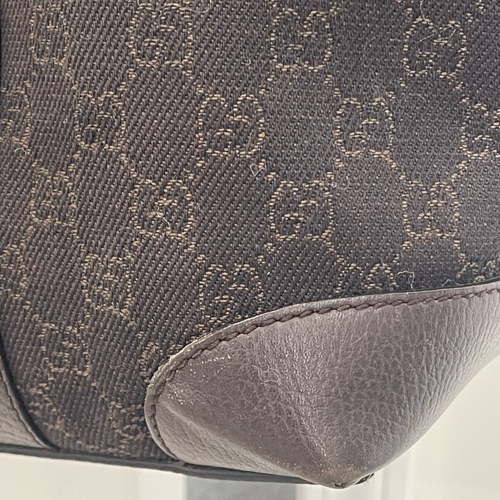 Gucci Chocolate Denim Monogram Tote Bag W/Braided Handles and Tassels - Picture 5 of 15